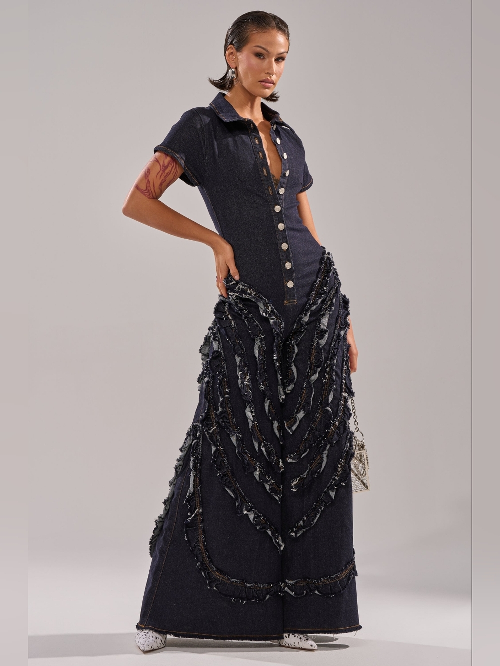 AKIRA THE NIGHT DENIM JUMPSUIT